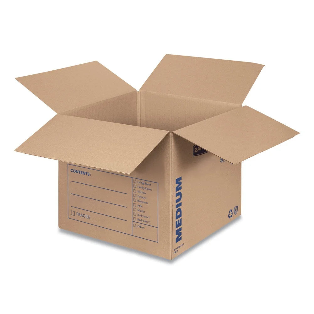 Bankers Box 7713901 SmoothMove Basic 18 in. x 18 in. x 16 in. Moving Boxes - Medium, Brown/Blue (20/Carton)