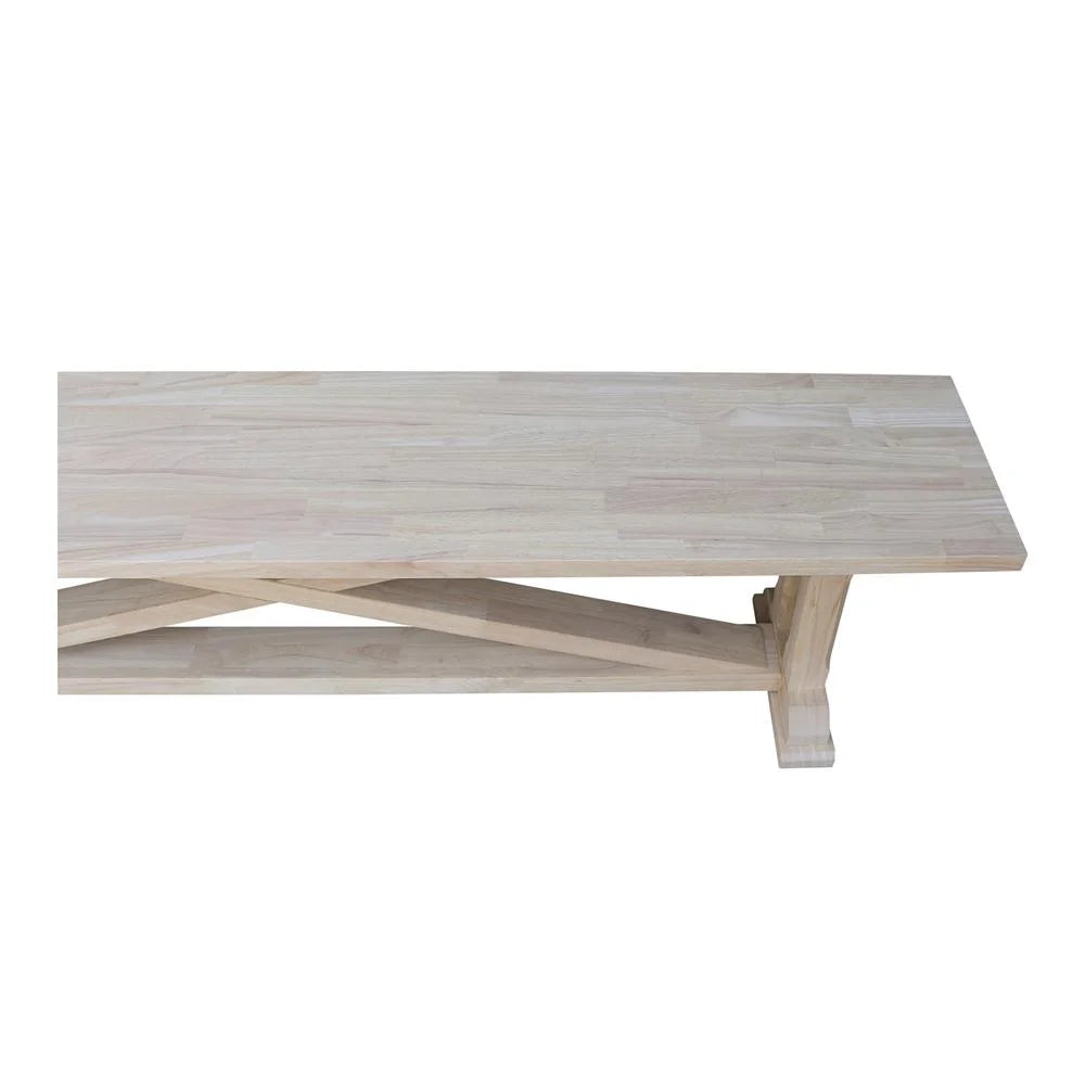 Double X-Back Bench With Arms and Shelf