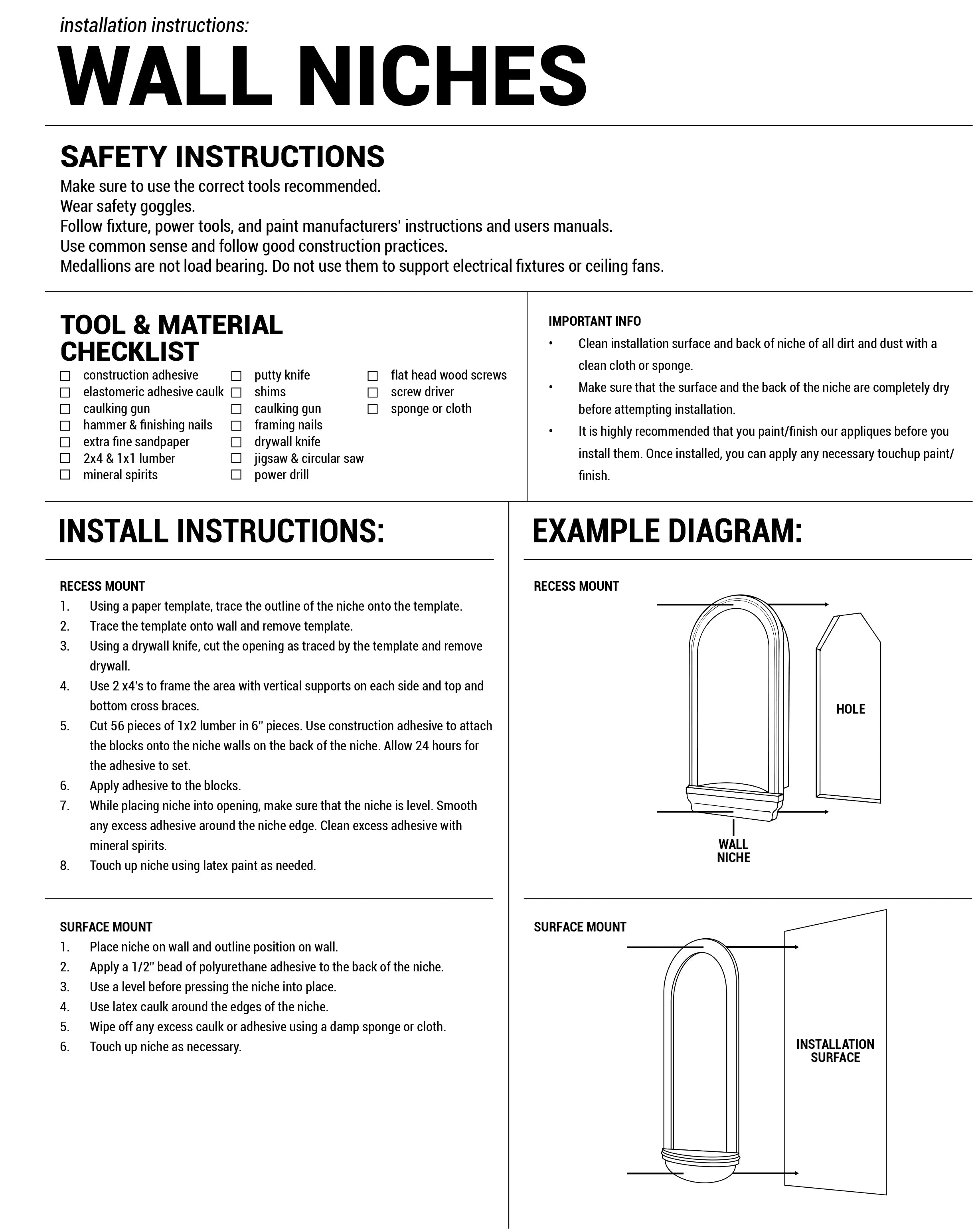 Ekena Millwork 16 5/8"W x 27 1/2"H x 7 3/8"D Traditional Wall Niche (RO: 12 1/2"W x 23 1/2"H x 3 7/8"D)