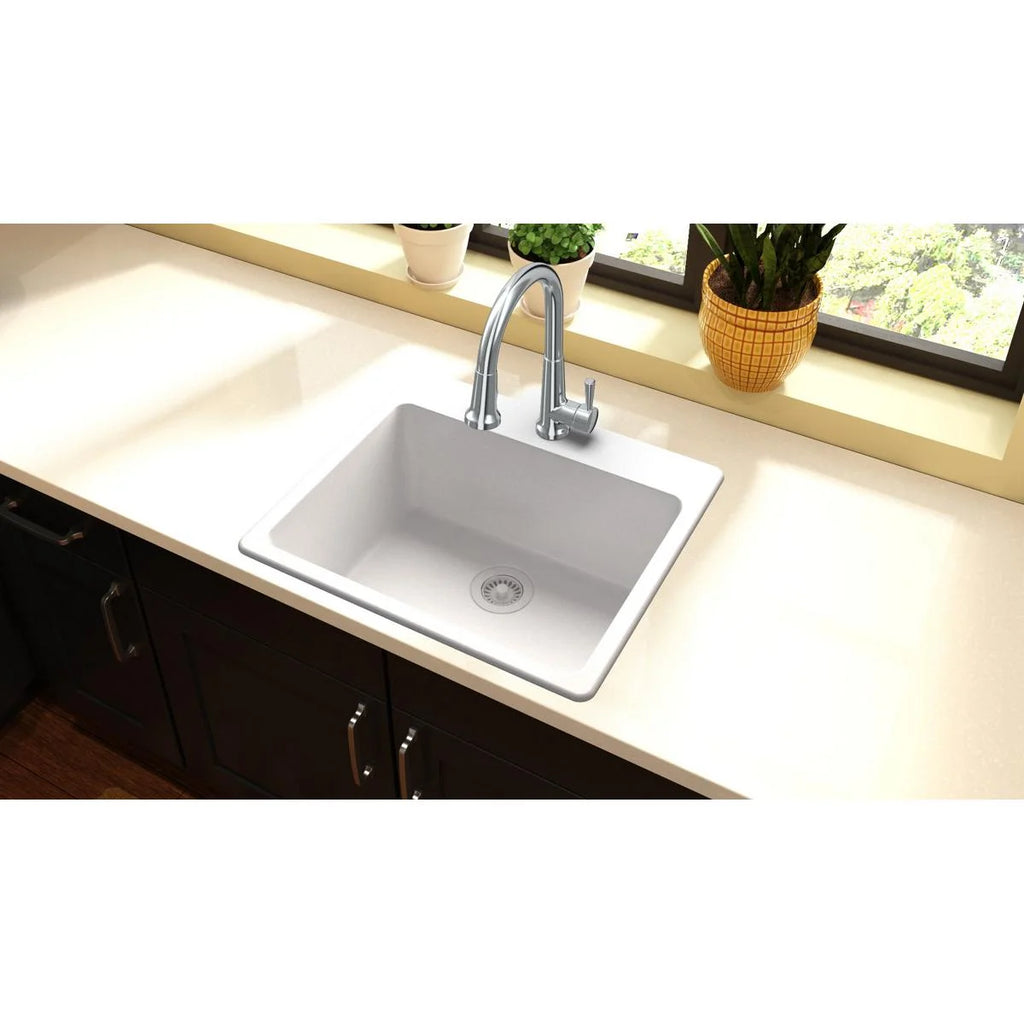 Elkay Quartz Classic 25" x 22" x 9-1/2", Single Bowl Drop-in Sink, Greystone