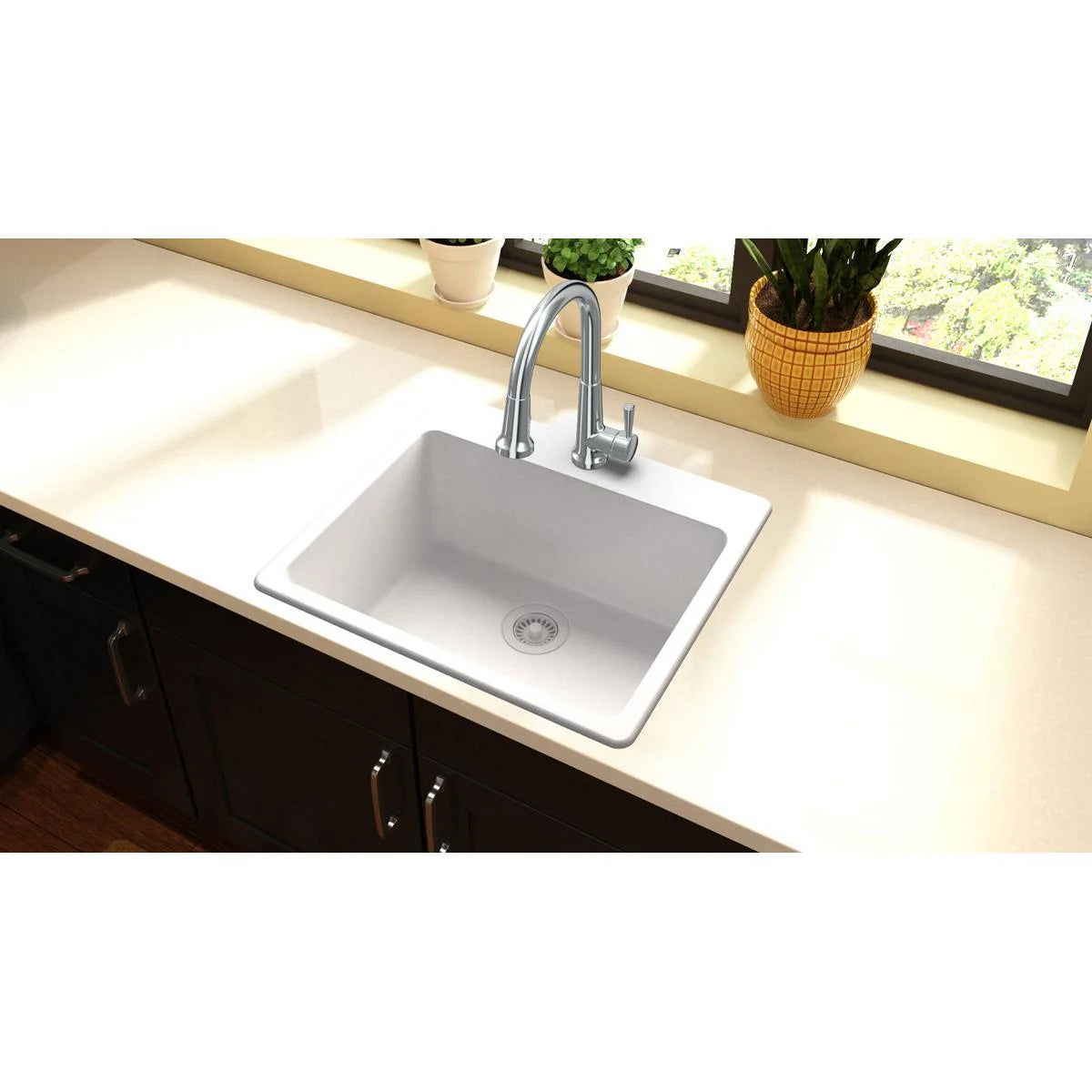 Elkay Quartz Classic 25" x 22" x 9-1/2", Single Bowl Drop-in Sink, Greystone