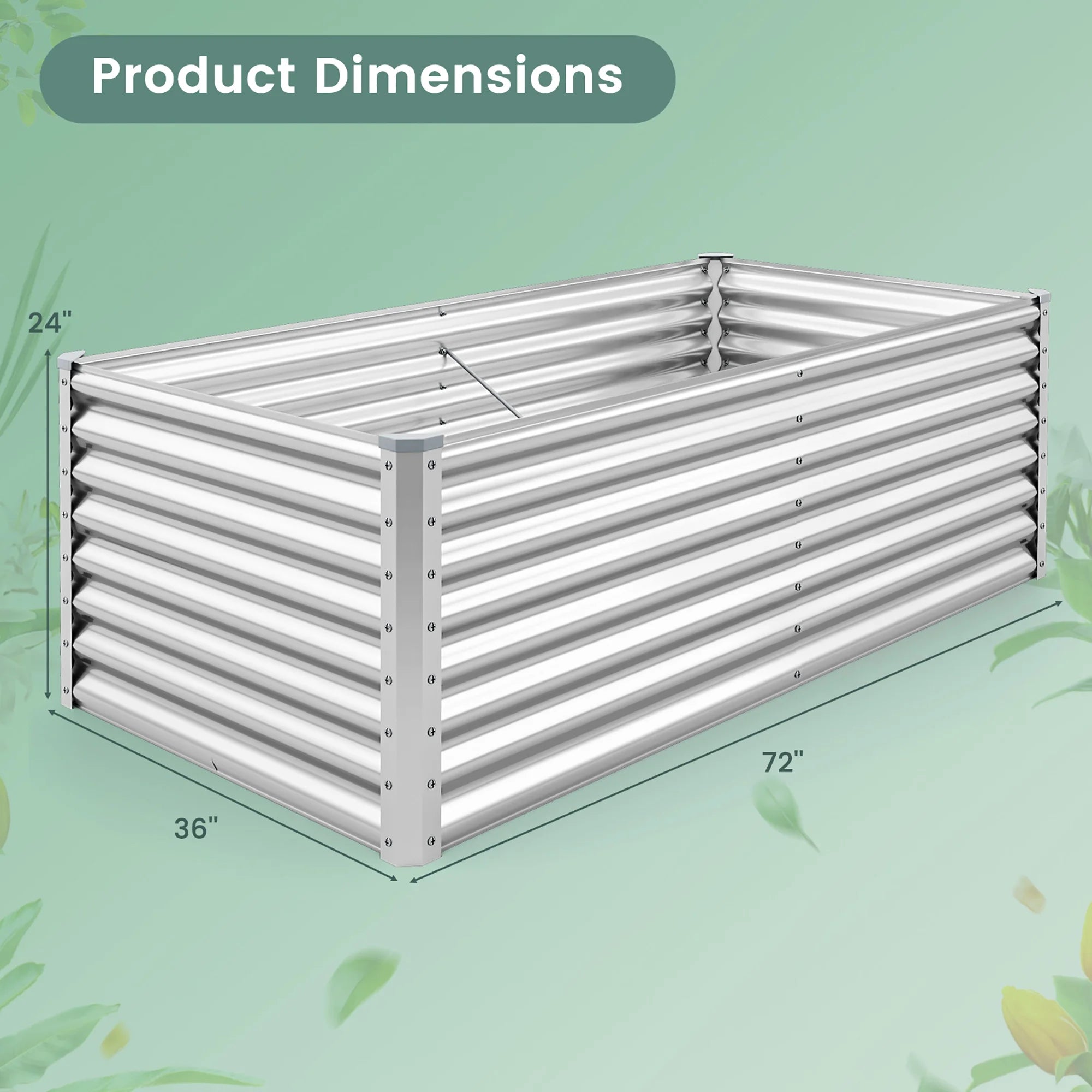 Gymax Raised Garden Bed Large Metal Planter Box Kit for Vegetable Herb 6' x 3' x 2'