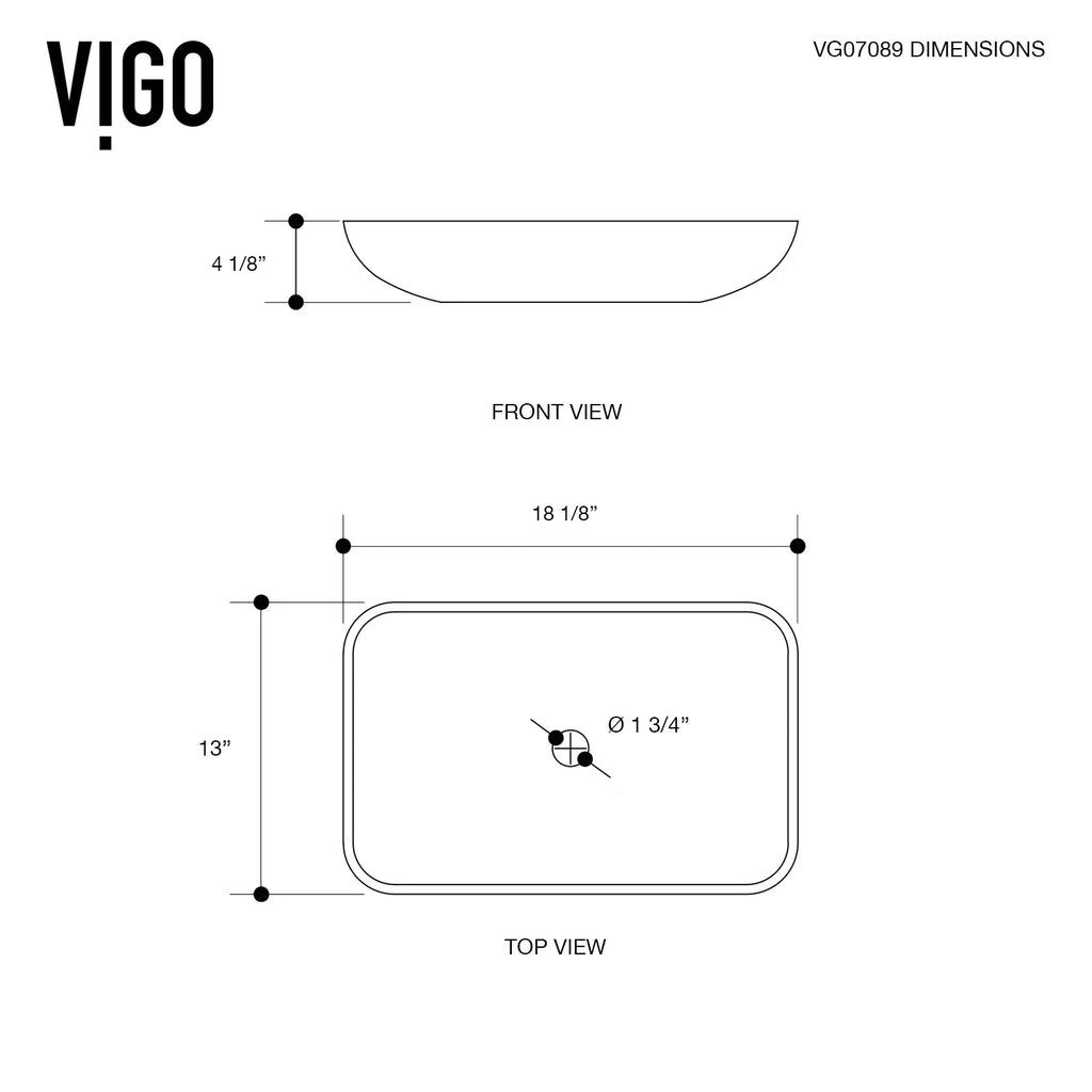 VIGO Donatello Artistic Rubywood Glass 18 in. L x 13 in. W x 4 in. H Rectangular Vessel Bathroom Sink