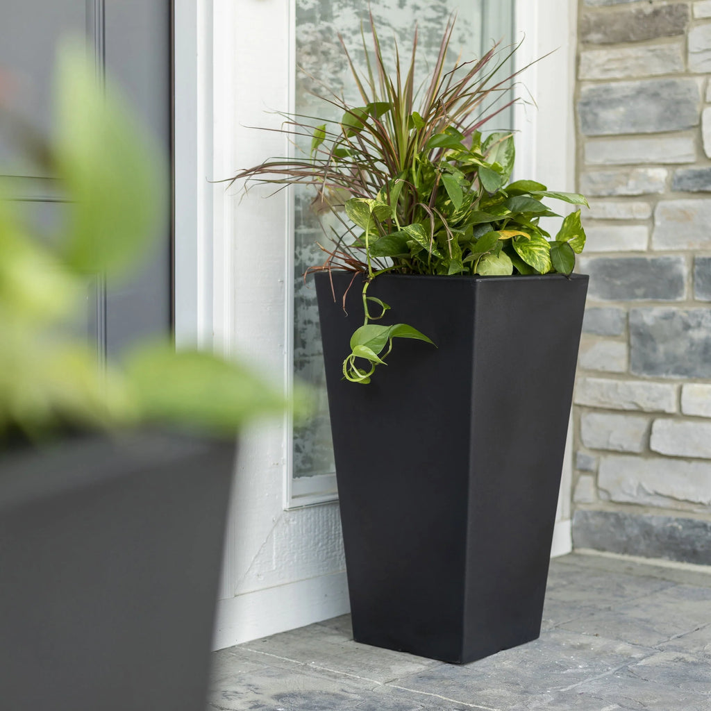 Step2 Tremont 2pk Plastic Black Square Planter 15" W x 15" D x 28" H