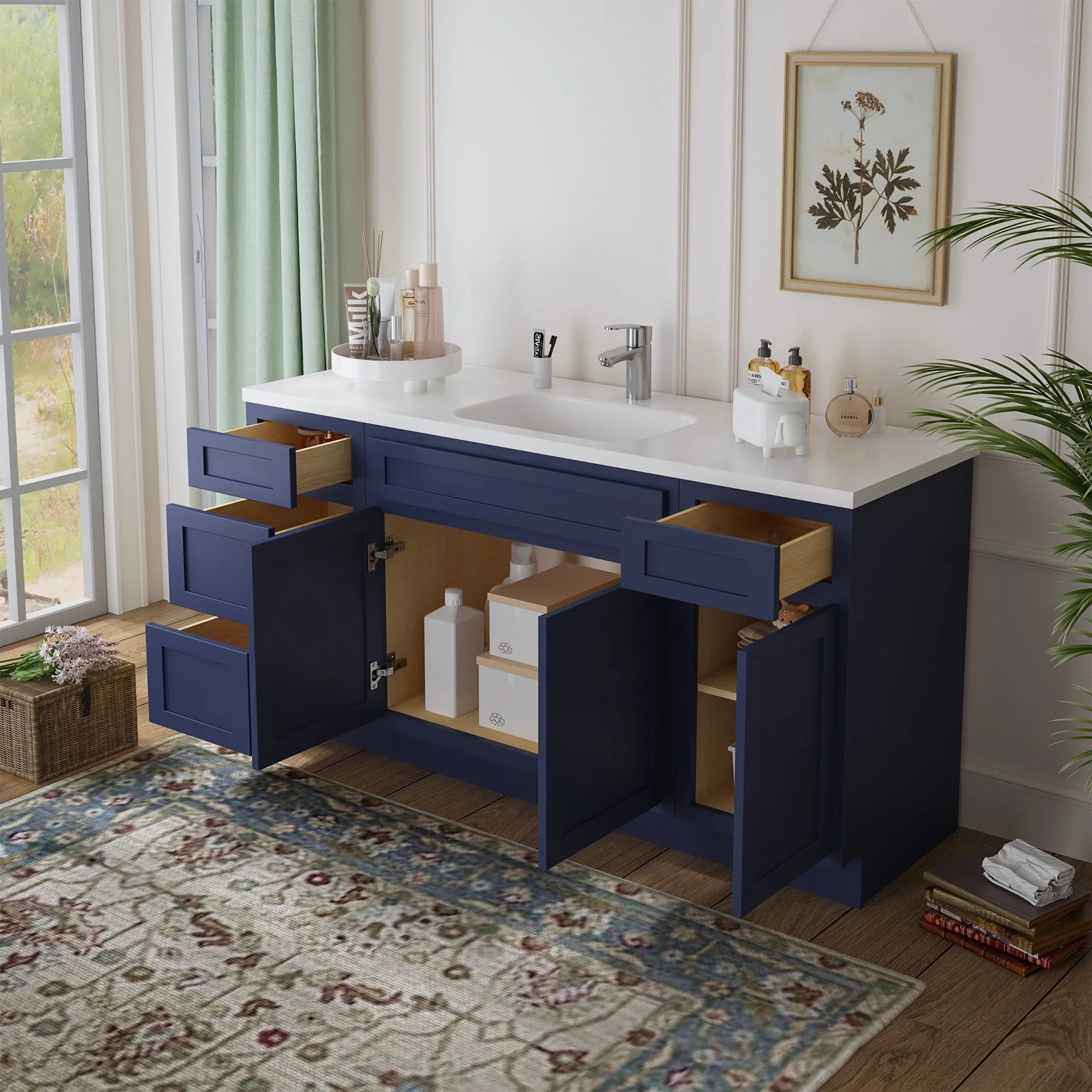 60 in. W x 21 in. D x 32.5 in. H Freestanding Bathroom Vanity Cabinet without Top in Smoky Gray