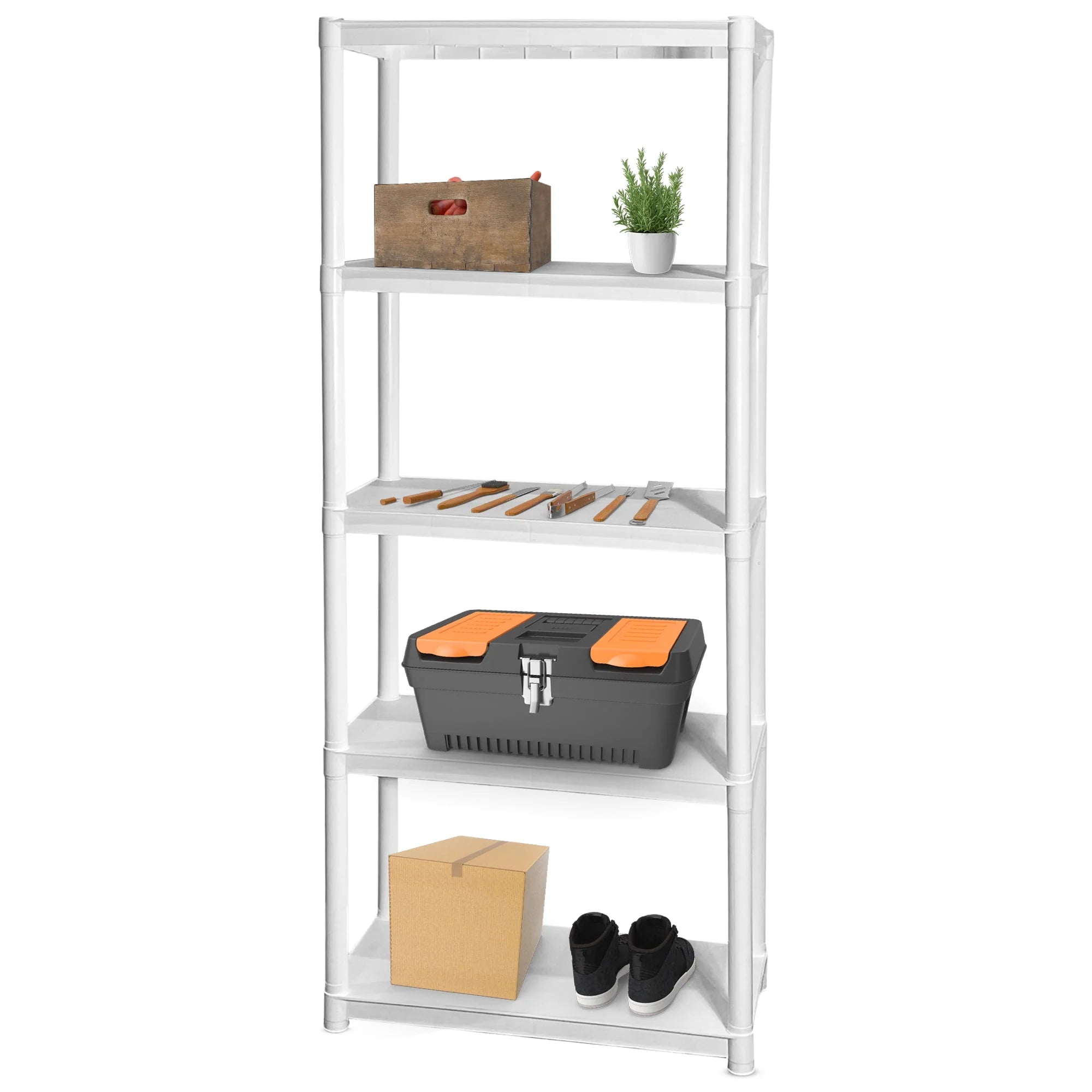 Juggernaut Storage 30"W x 14"D x 75.5"H 5-Shelf Garage Shelves, White