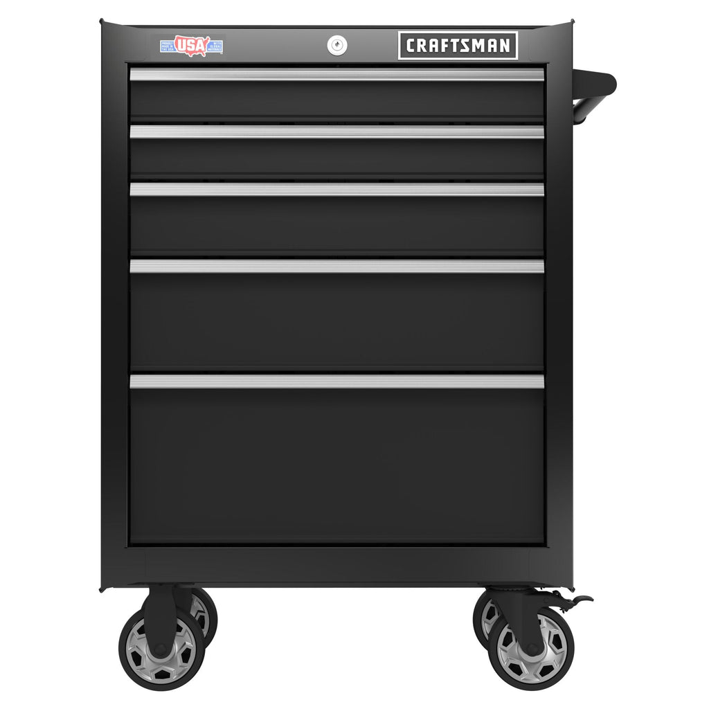 CRAFTSMAN 26.5 in. 5-Drawer Steel Rolling Tool Cabinet, Black, 9,266 cu. in. Storage Capacity