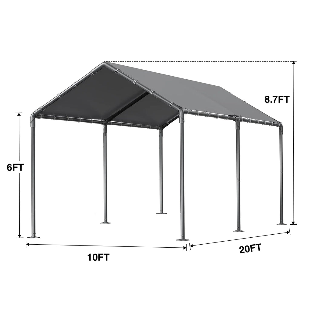 TANGJEAMER 10.00 x 20.00 x 9.20 Feet Beige Carport
