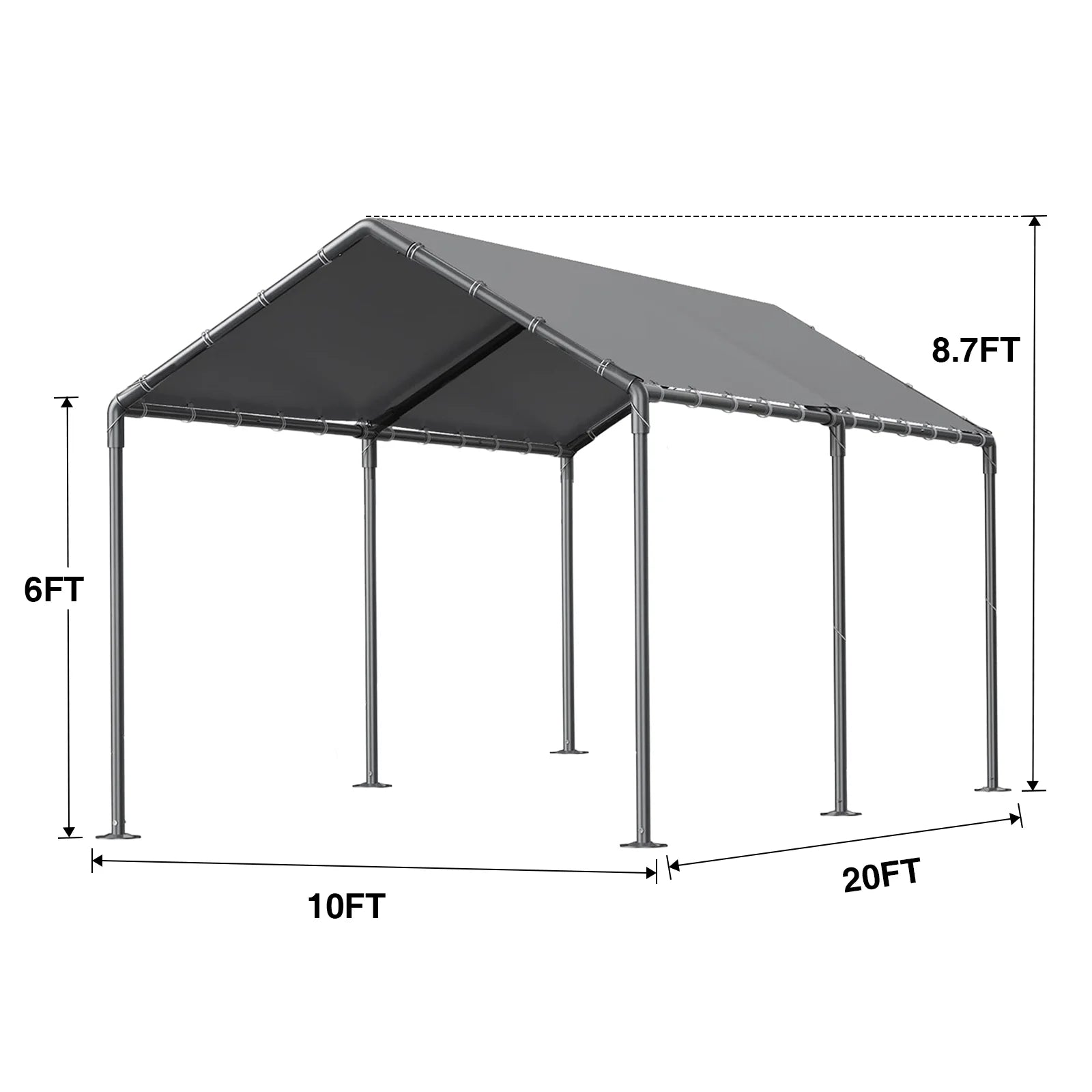 TANGJEAMER 10.00 x 20.00 x 9.20 Feet Beige Carport