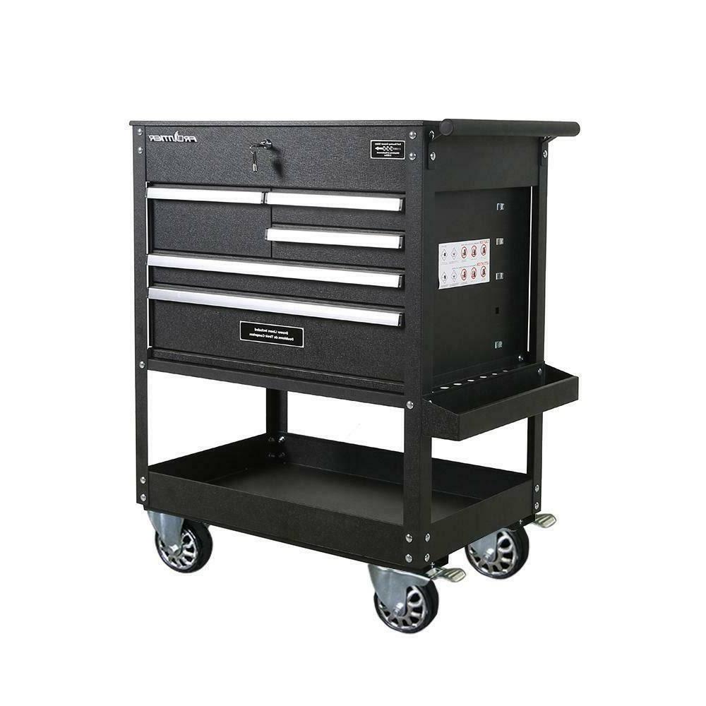 5 Drawer Rolling Tool Cabinet - Mobile Steel Tool Storage Chest with Locking System