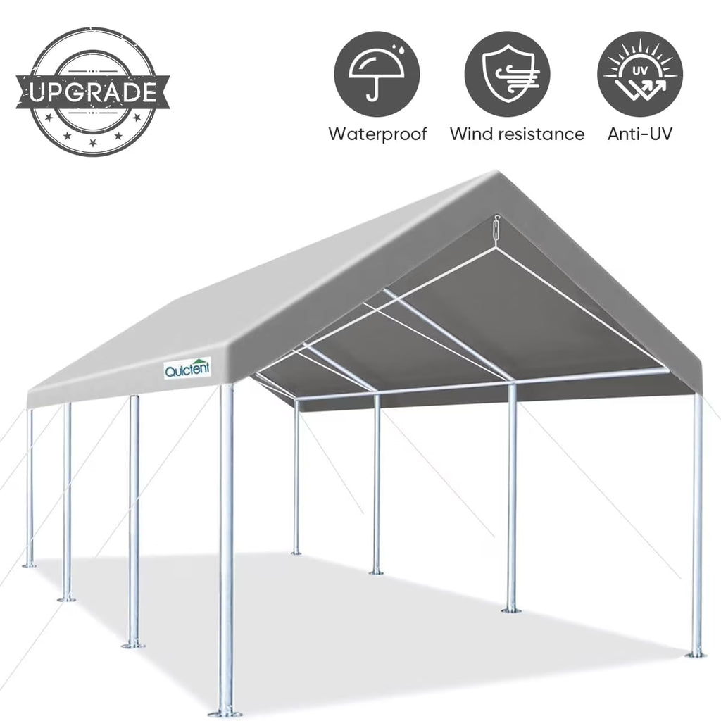 Quictent 10’ x 20’ x 8.7’ Silver Gray Carport