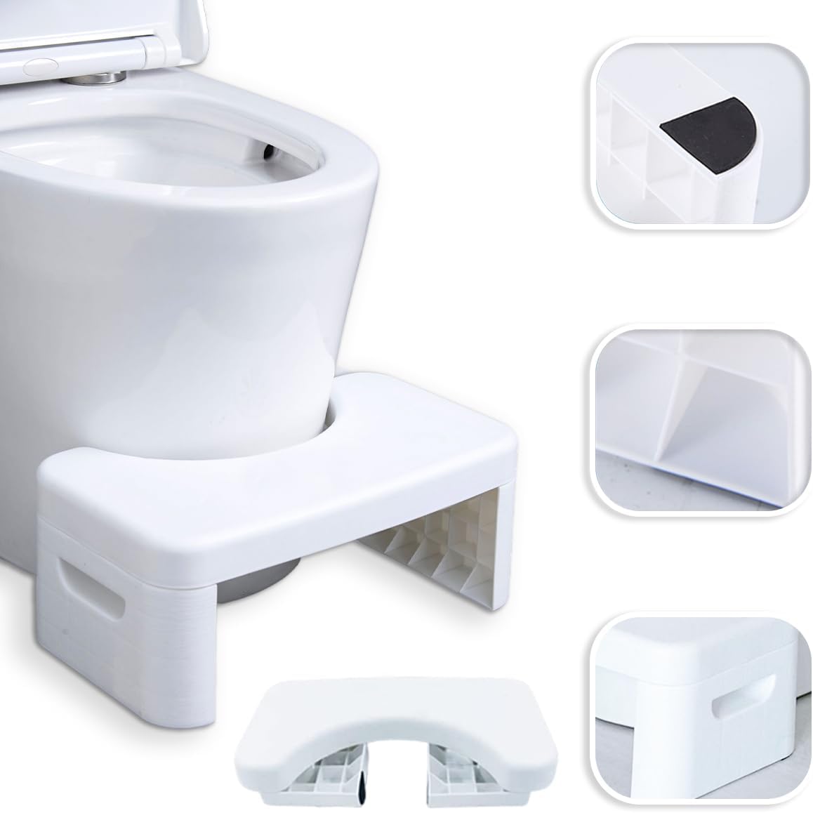 Toilettes de salle de bain, plateau multifonction amovible, marche portable, tabouret squat pratique et compact, robuste (blanc)
