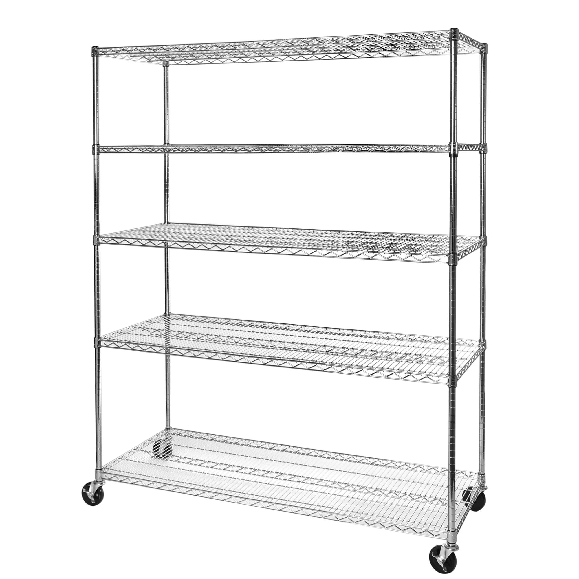 Seville Classics 60"W x 24"L x 72"H 5-Shelf Steel Wire Freestanding Shelves, Silver