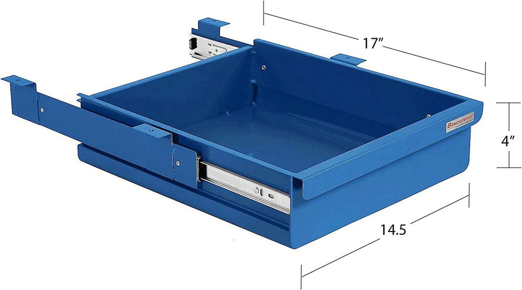 Steel Drawer 4" High with Full Ball Bearing Suspension - 2"High x 14.5" Wide x 17" Length - Blue