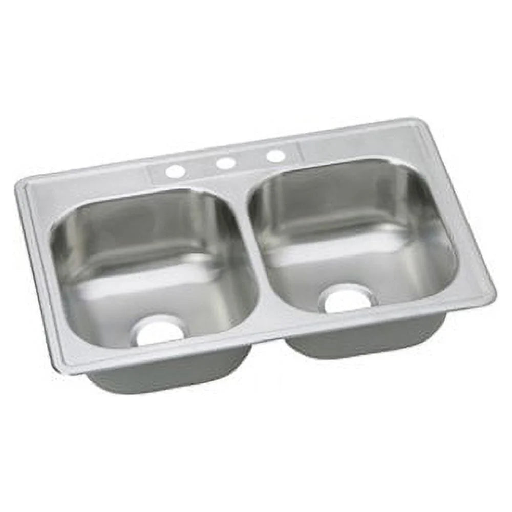Elkay Dayton Stainless Steel 33" x 22" x 8-1/16", Equal Double Bowl Drop-in Sink