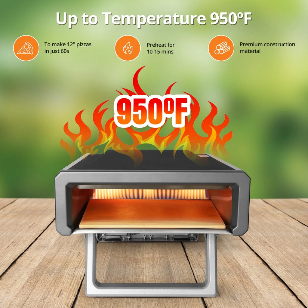 Wildbreak Ourdoor Gas Propane Pizza Oven, 22.8 x 16.5 x 7.1", With Accessories Kit, Silver & Black