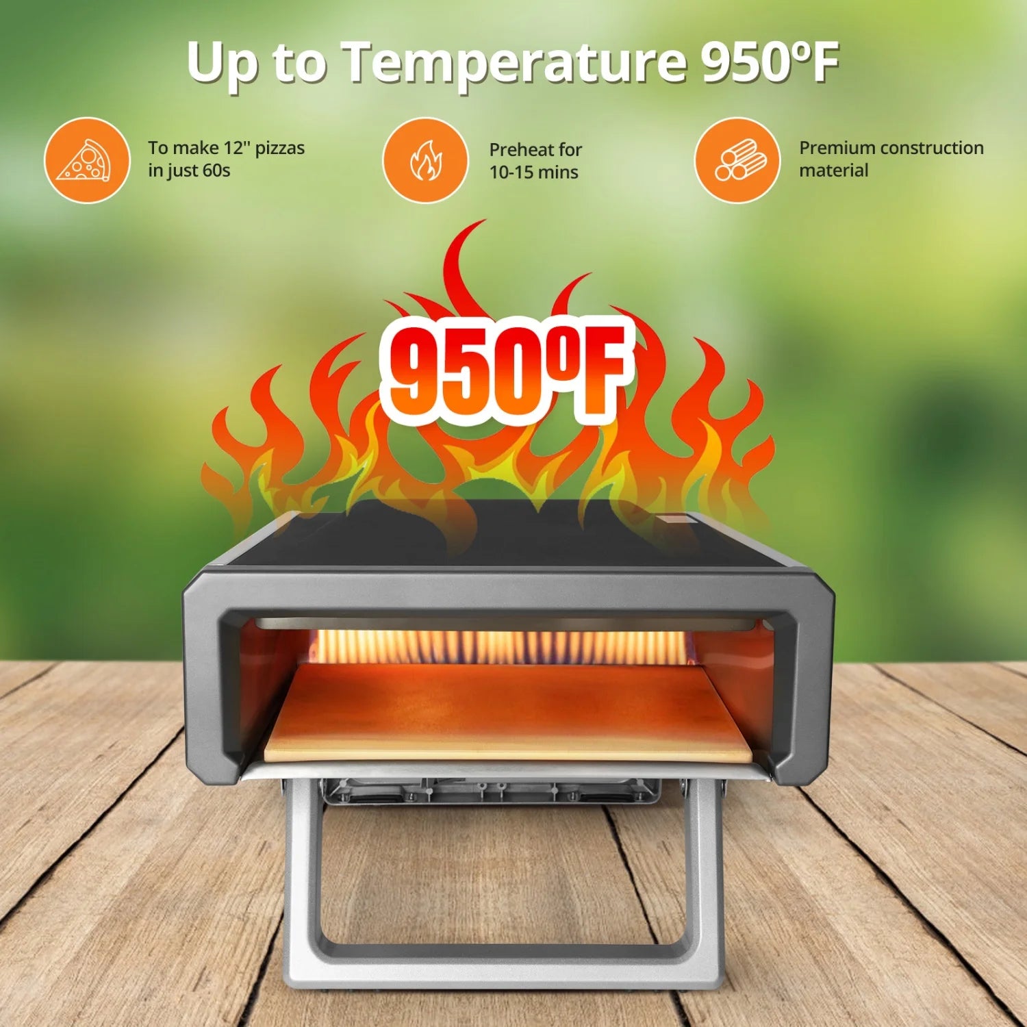 Wildbreak Ourdoor Gas Propane Pizza Oven, 22.8 x 16.5 x 7.1", With Accessories Kit, Silver & Black