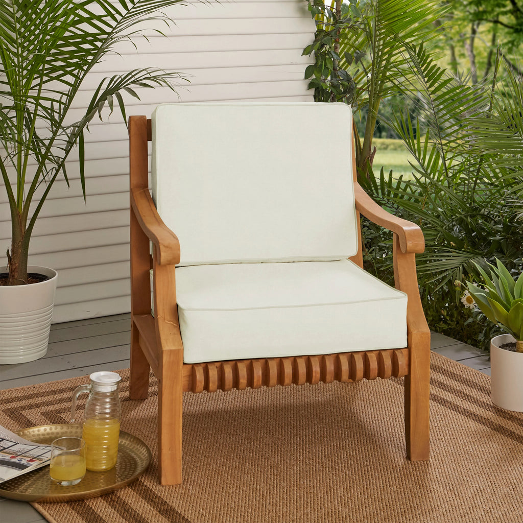 Mozaic Company Sunbrella Indoor/ Outdoor Corded Chair Cushion Set - 22" x 22" x 4" Canvas Spa