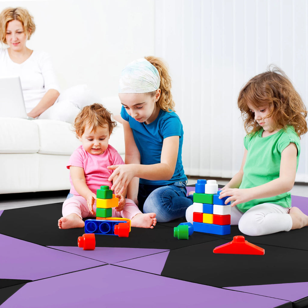 Gymax 10' x 4' x 2'' 4-Panel Folding Gymnastics Exercise Mat w/ Hook & Loop Fasteners Blue