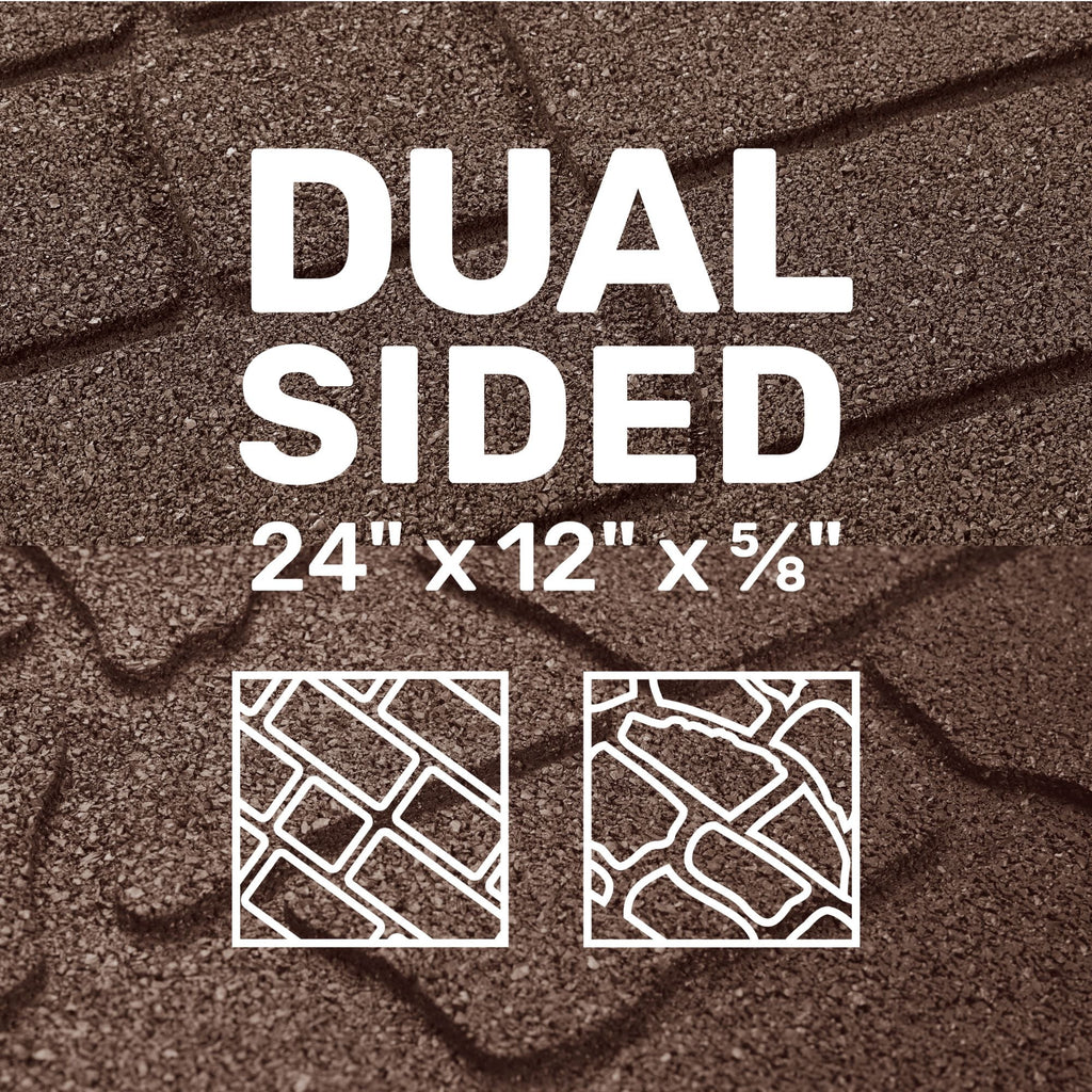 GroundSmart 24" x 12" x 5/8" Black Interlocking Dual-Sided Rubber Paver, 9 Pack