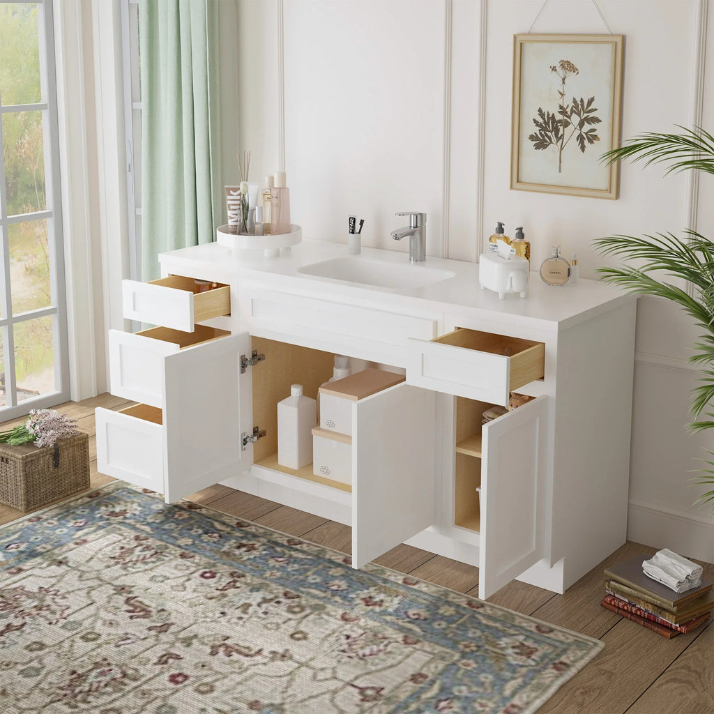 60 in. W x 21 in. D x 32.5 in. H Freestanding Bathroom Vanity Cabinet without Top in Smoky Gray