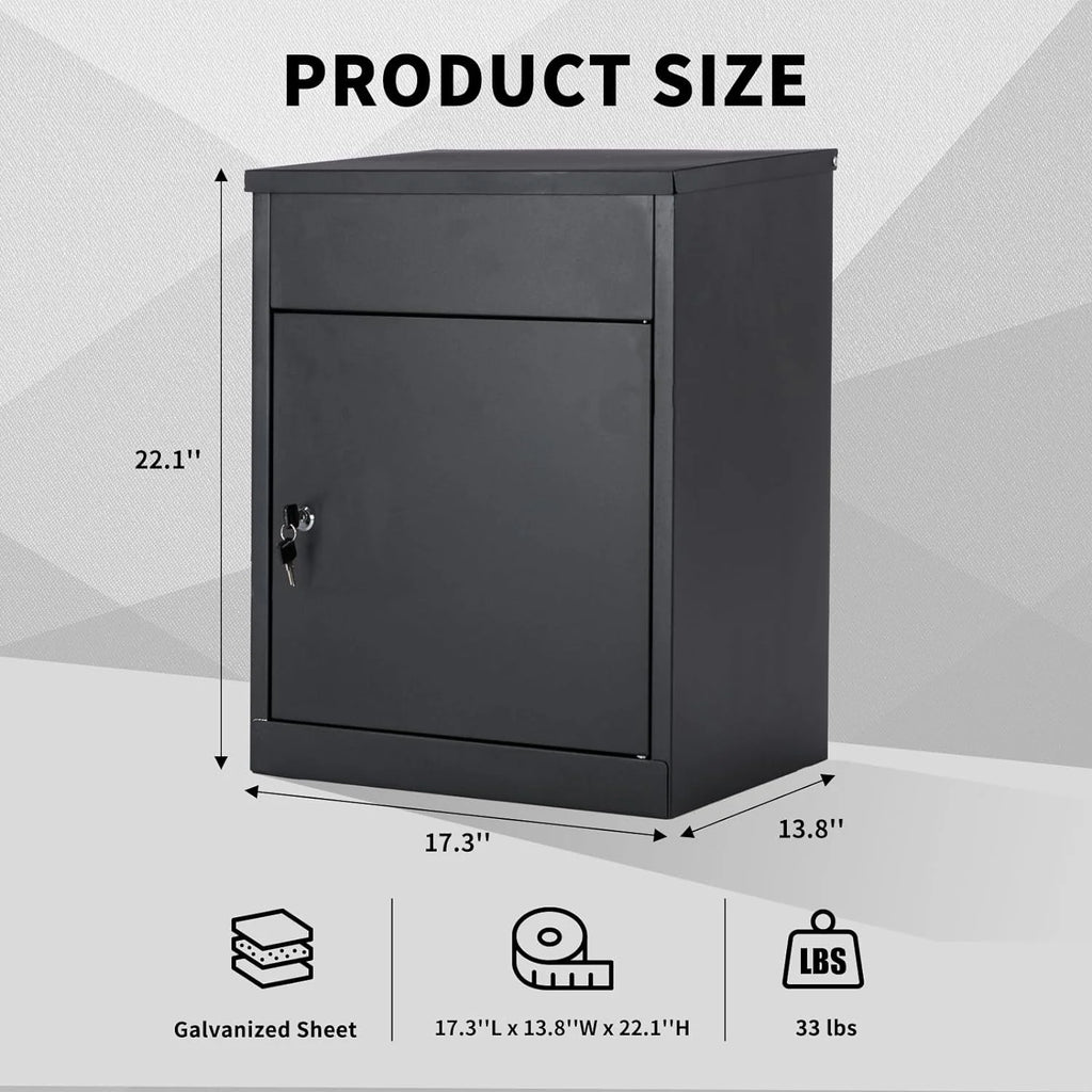 ICEELF Large Package Delivery Boxes, Galvanized Steel, Lockable, Anti-Theft, 17.3" x 13.8" x 22.1"