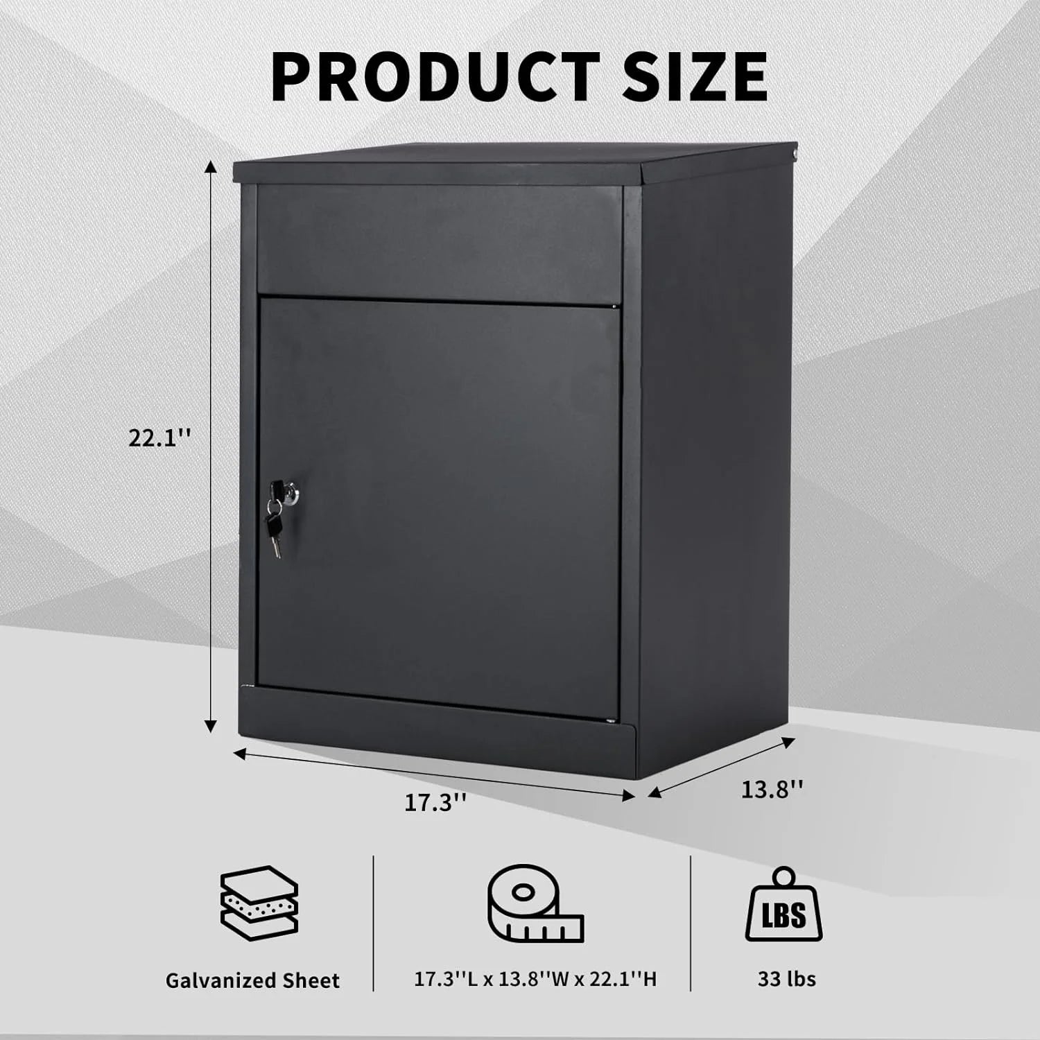 ICEELF Large Package Delivery Boxes, Galvanized Steel, Lockable, Anti-Theft, 17.3" x 13.8" x 22.1"
