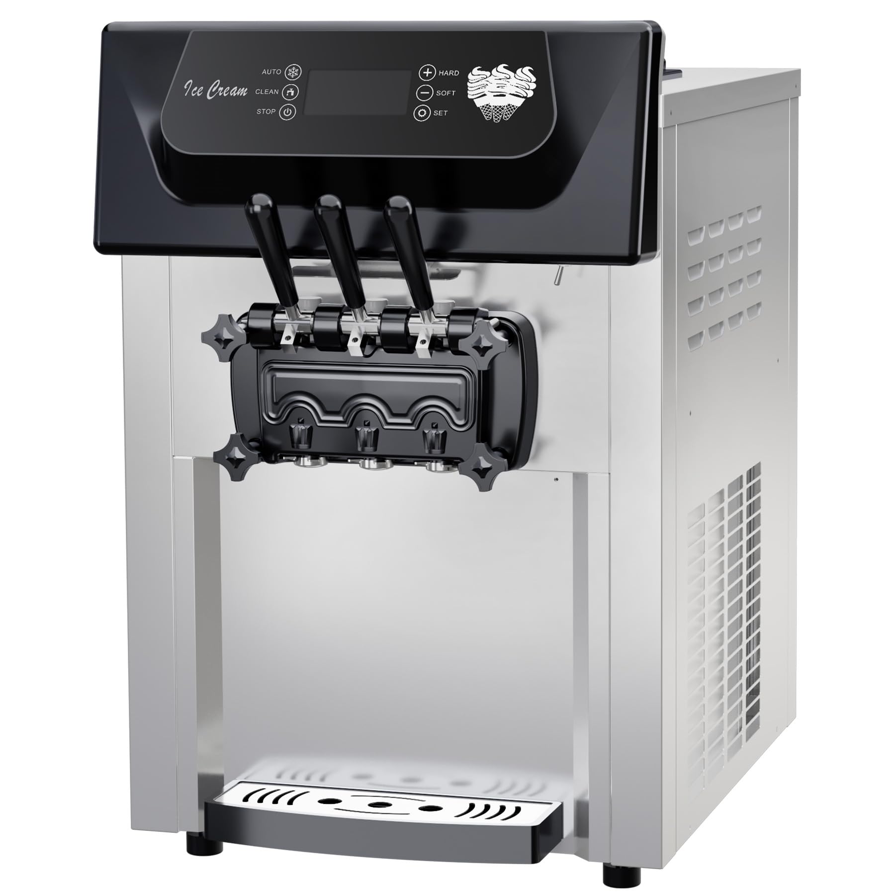 Commercial Soft Serve Ice Cream Machine - 2+1 Flavor Countertop Frozen Dessert Maker