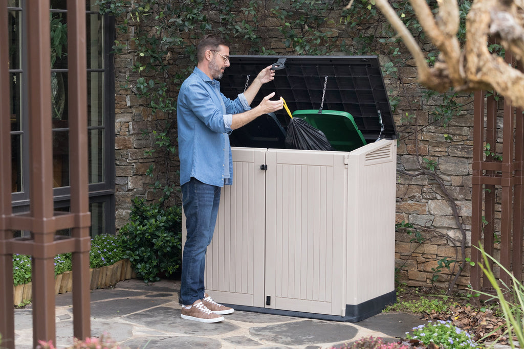 Keter S.I.O Midi 4.3' x 2.3' x 3.7' Horizontal Resin Outdoor Storage Shed with Durable Floor, Grey