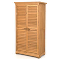 Costway Waterproof Fir Wood Storage Shed Garden, 34.5" x 16.5" x 63", Natural