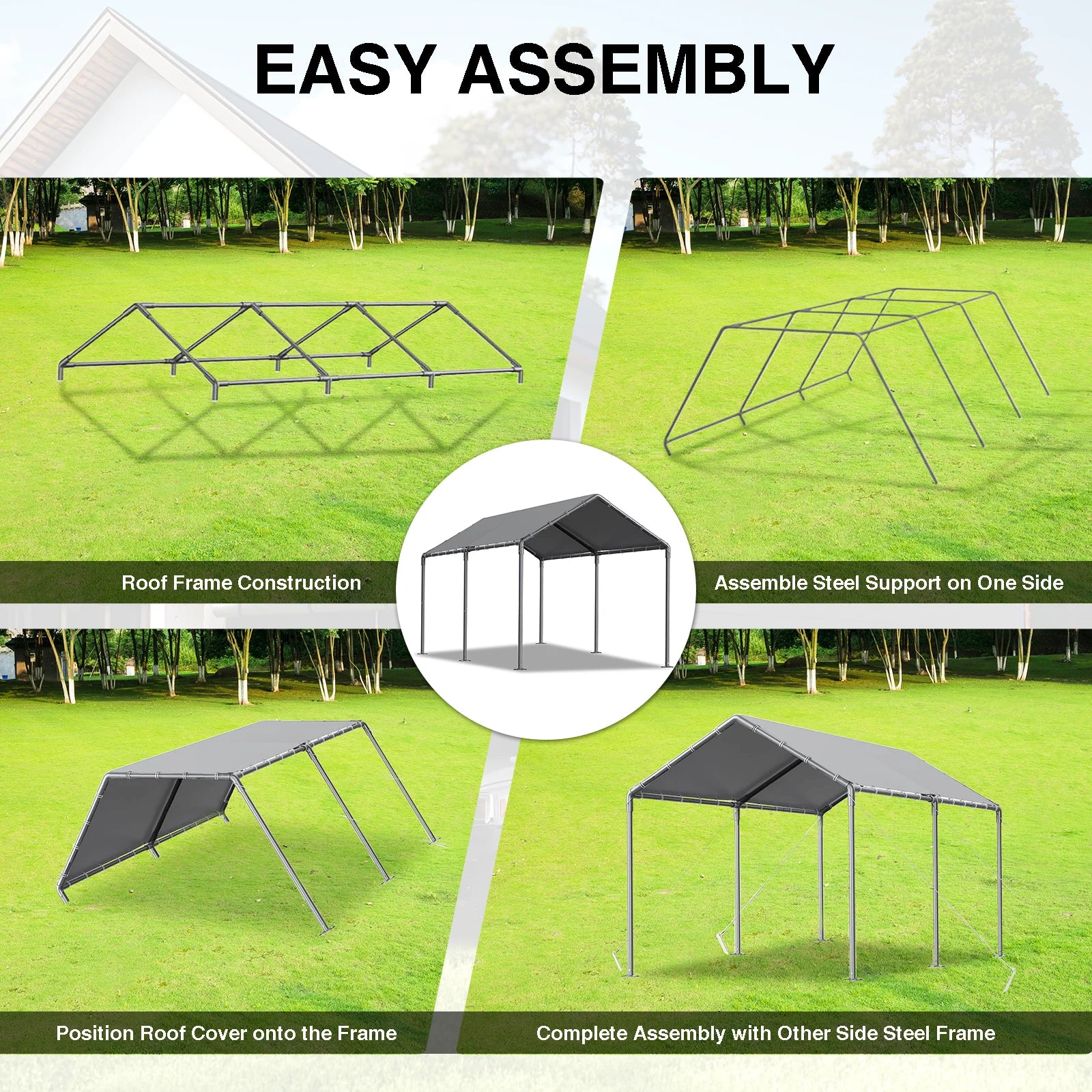 TANGJEAMER 10.00 x 20.00 x 9.20 Feet Beige Carport