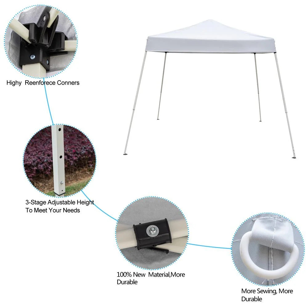 Zimtown 10ft x 10ft Base/8ft x 8ft Outdoor Pop up Tent Folding Gazebo Beach Canopy White