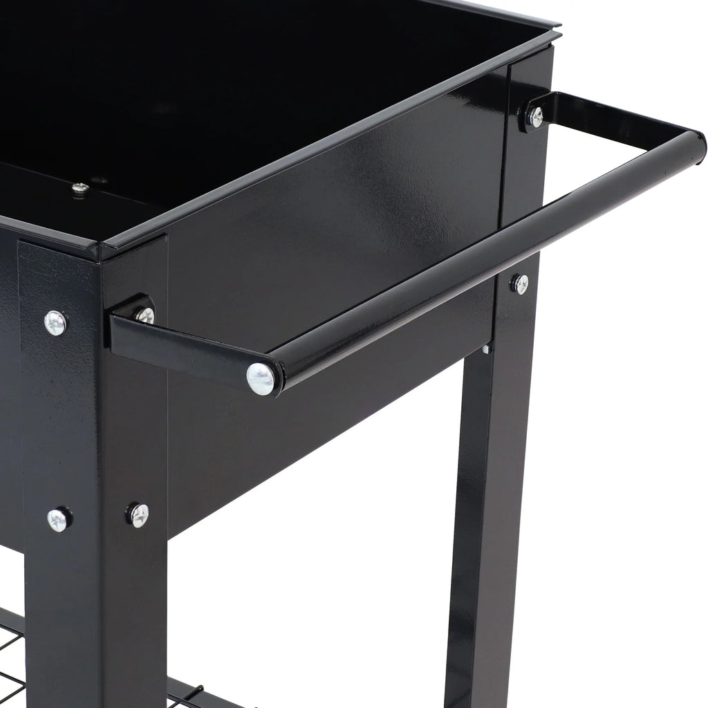 Sunnydaze 43.5" x 20.75" x 31.75" Blue Galvanized Steel Raised Garden Bed Cart with Wheels