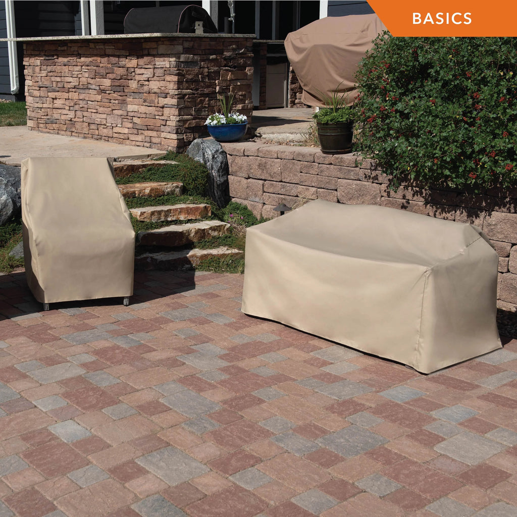 Modern Leisure Basics Patio Loveseat Cover, 2-Pack, 55"L X 33"W X 38"H, Khaki
