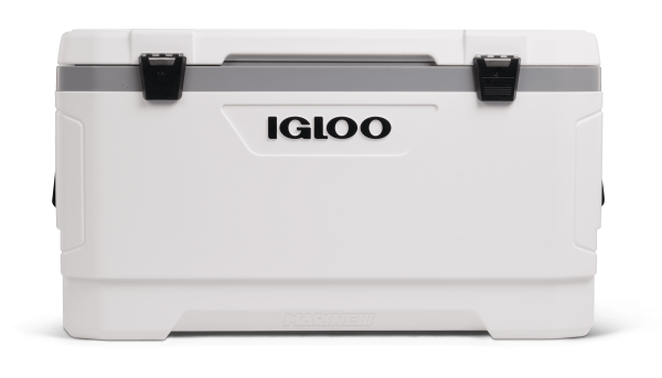 Igloo Marine Ultra 100 Qt Cooler, White & Moonscape Hard Side Ice Chest with UV Protection, Fish Ruler & Drain Plug