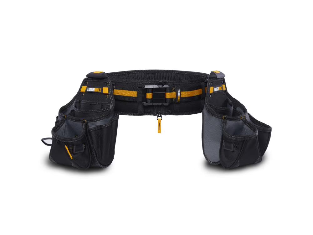 Toughbuilt 2021899 12.5 x 20.5 x 9 in. 27 Pocket Polyester Tradesman Tool Belt Set, Black & Yellow