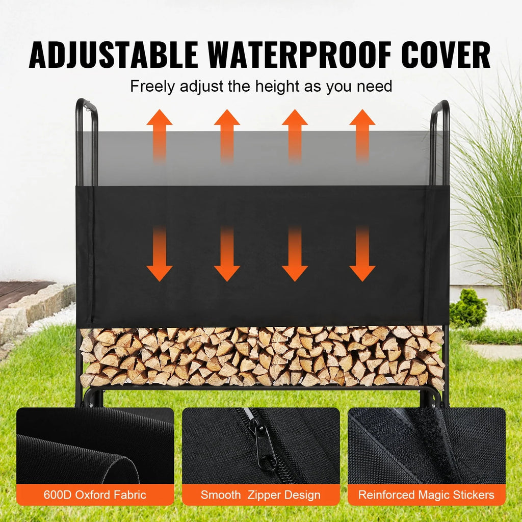 BENTISM 4.3ft Outdoor Firewood Rack with Cover Firewood Holder 52" x 14.2" x 46.1"