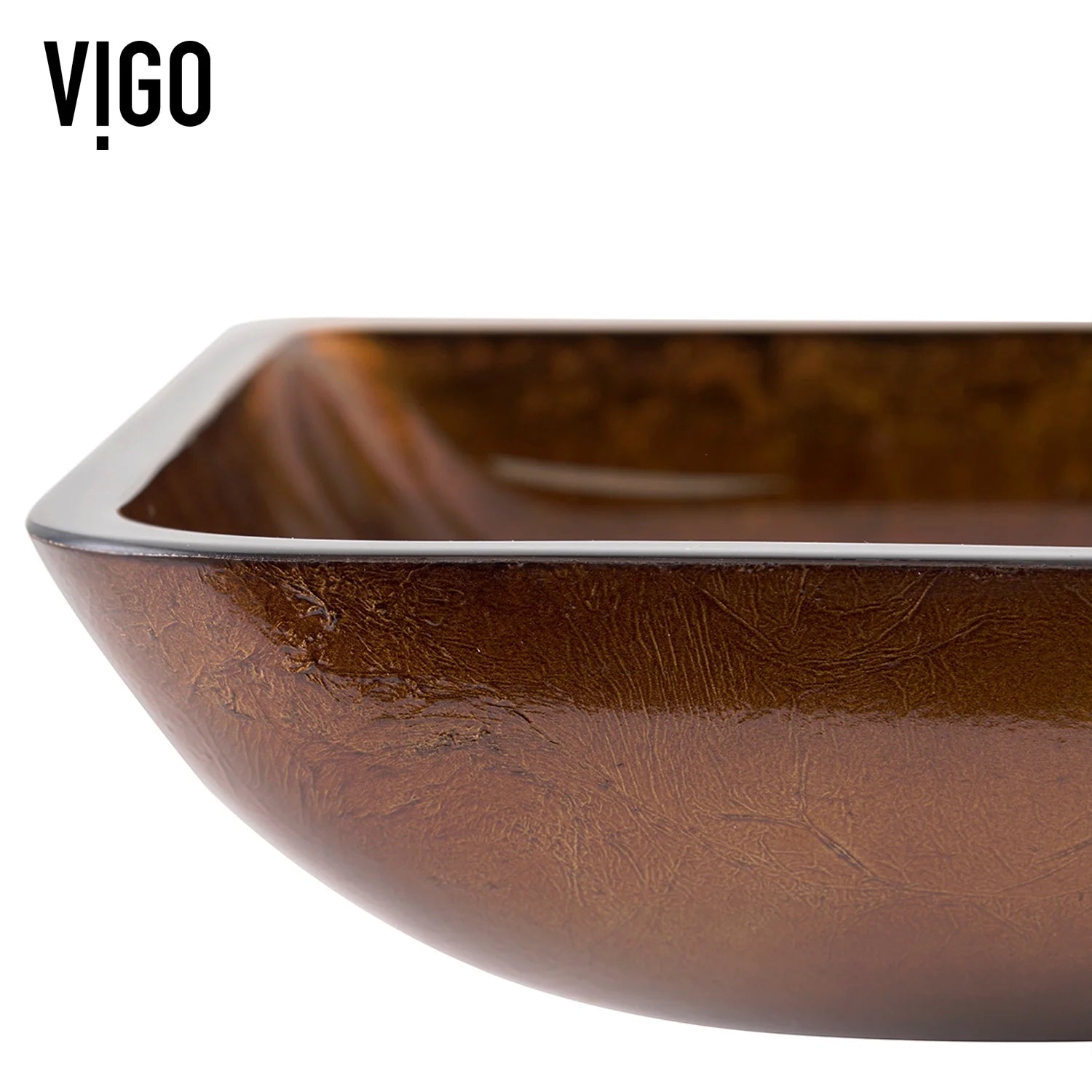 VIGO Donatello Artistic Rubywood Glass 18 in. L x 13 in. W x 4 in. H Rectangular Vessel Bathroom Sink