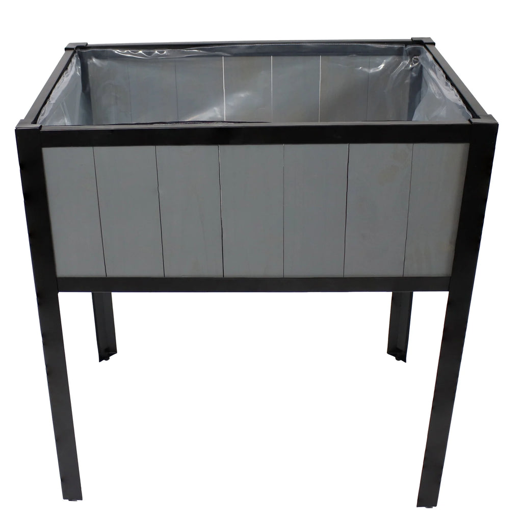 Sunnydaze 29.25" x 20" x 30.75" Gray Acacia Wood Rectangular Raised Garden Bed with Legs