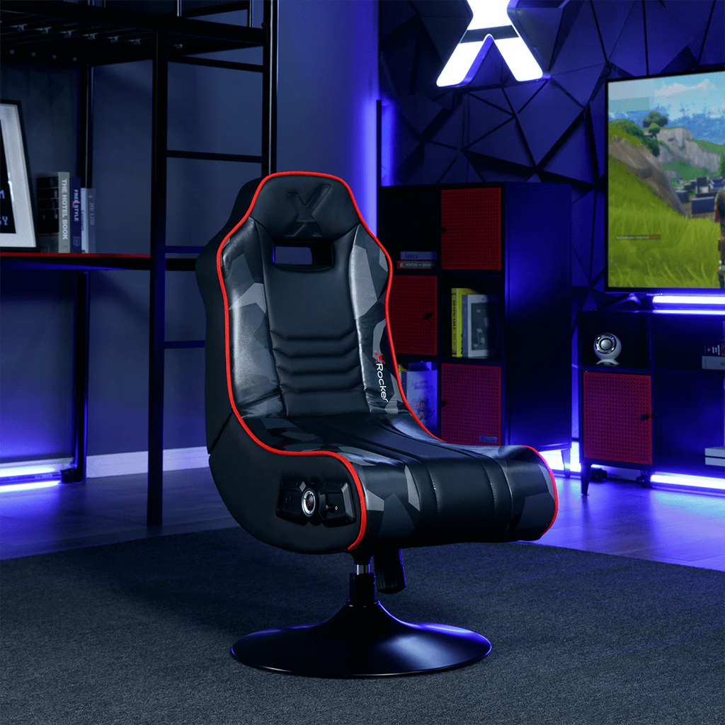 X Rocker Bolero Jr 2.1 Audio Pedestal Gaming Chair, Black PU 26.77" x 24.41" x 36.81"