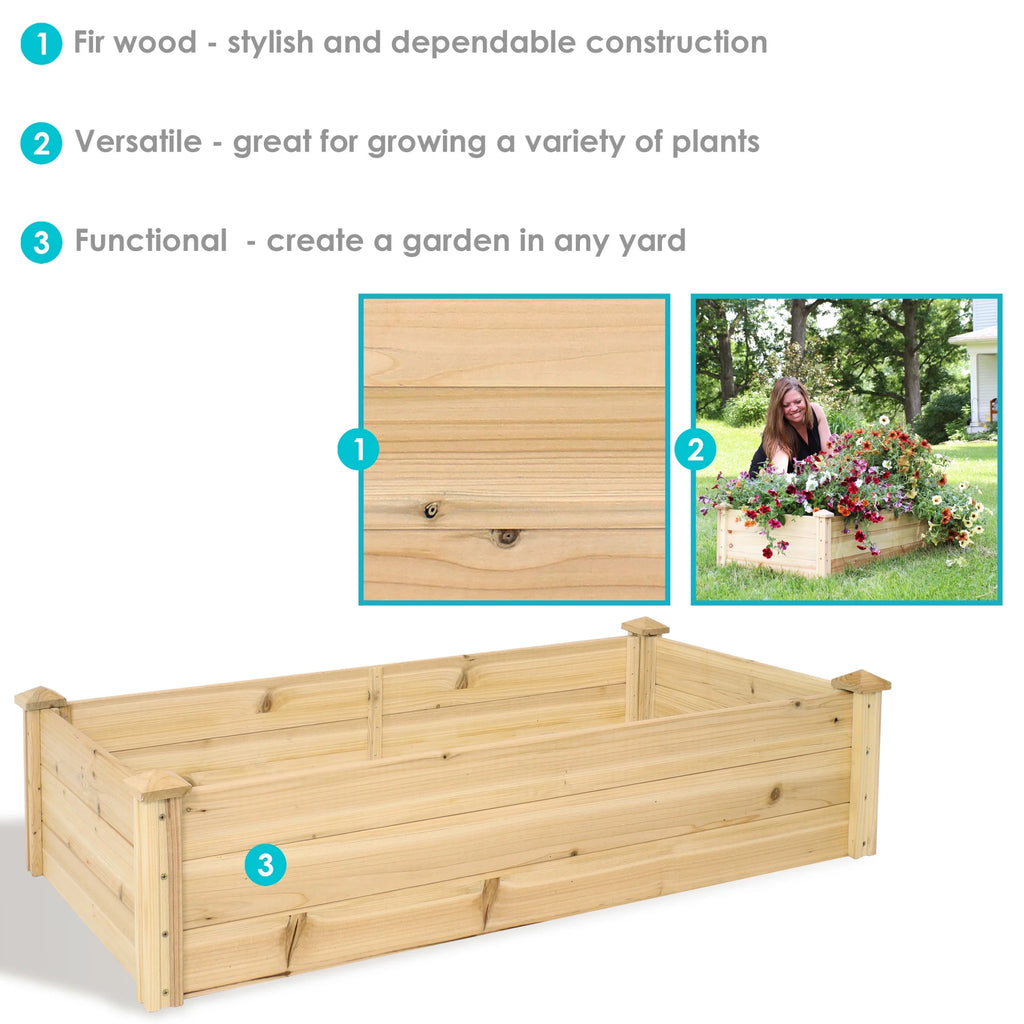 Sunnydaze 24" x 48.25" x 12.25" Rectangular Natural Wooden Outdoor Raised Garden Bed