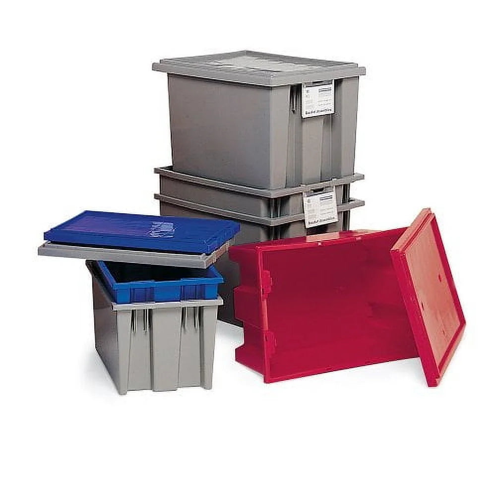 Global Industrial 5248502 Plastic Stack & Nest Storage Container No Lid - 19.5 x 15.5 x 13 in. - Red