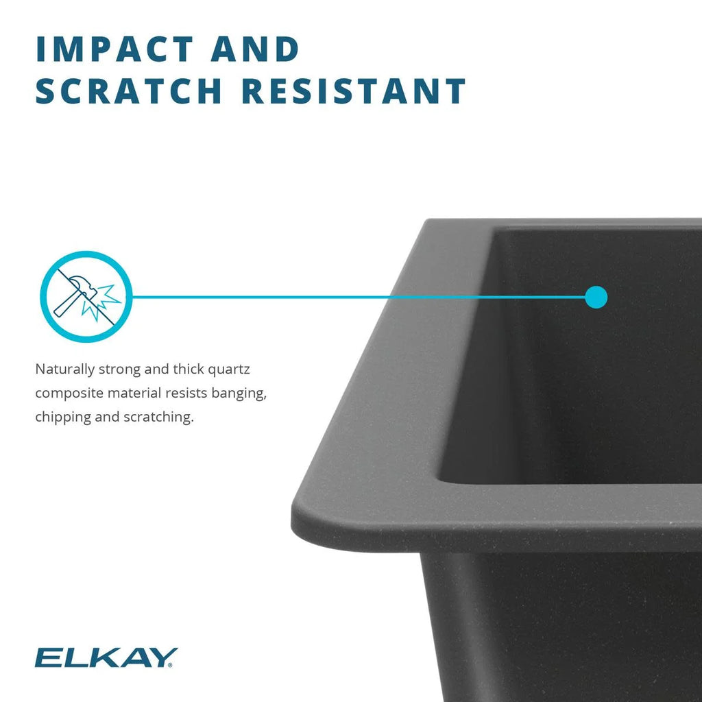 Elkay Quartz Classic 25" x 22" x 9-1/2", Single Bowl Drop-in Sink, Greystone