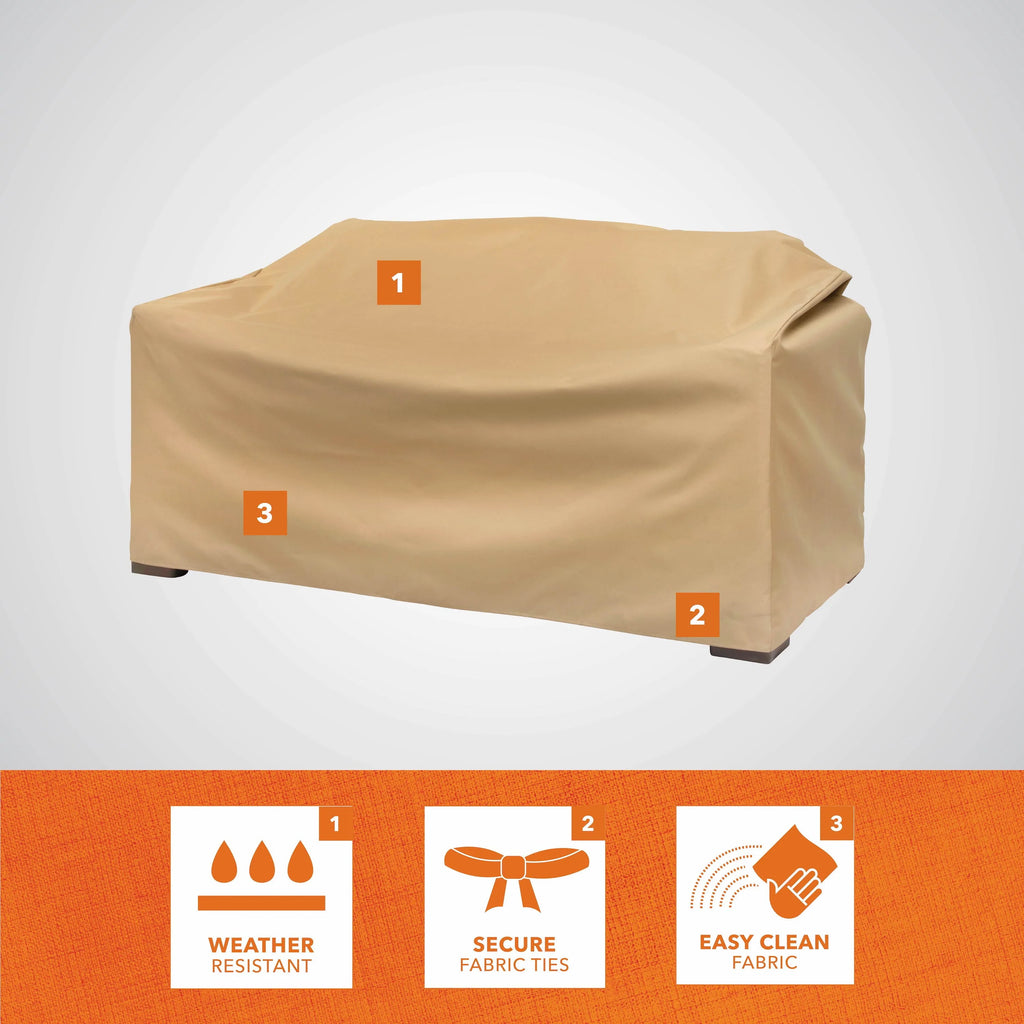 Modern Leisure Basics Patio Loveseat Cover, 2-Pack, 55"L X 33"W X 38"H, Khaki