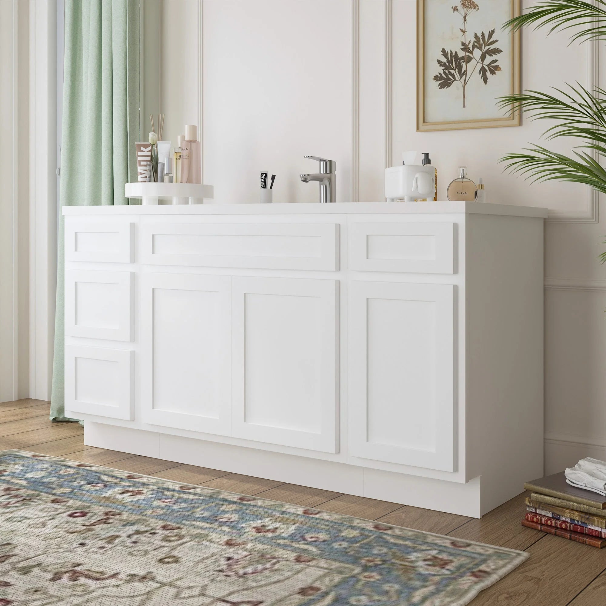 60 in. W x 21 in. D x 32.5 in. H Freestanding Bathroom Vanity Cabinet without Top in Smoky Gray