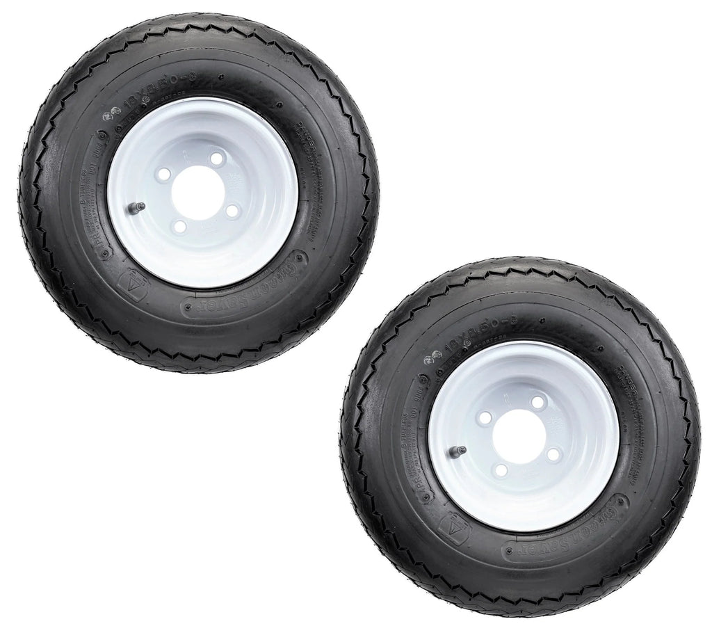 2-Pk eCustomrim 90002 Golf Cart Tires On Rims 18X8.50-8 18 x 8.50 x White 4 Lug