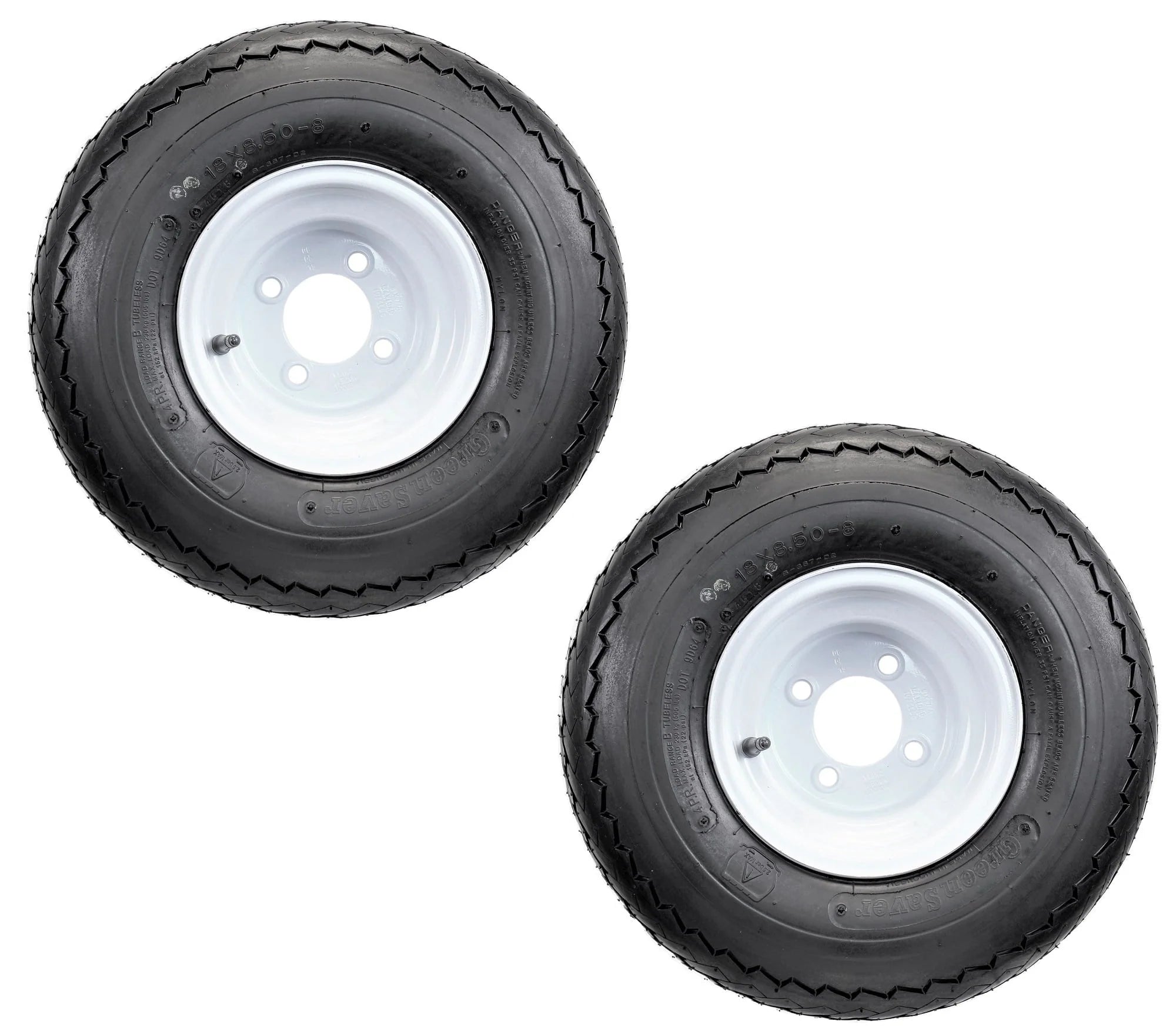 2-Pk eCustomrim 90002 Golf Cart Tires On Rims 18X8.50-8 18 x 8.50 x White 4 Lug