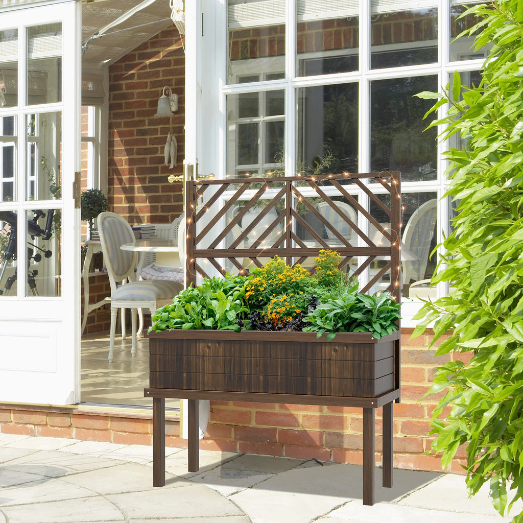 GHooa Raised Garden Bed with Trellis for Climbing Plants 41.25" W x 17.75" D x 55" H-Gray