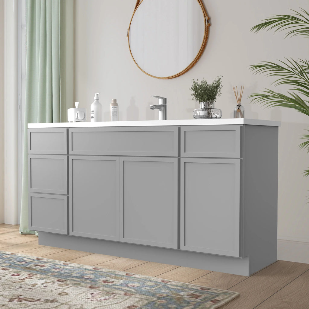 60 in. W x 21 in. D x 32.5 in. H Freestanding Bathroom Vanity Cabinet without Top in Smoky Gray