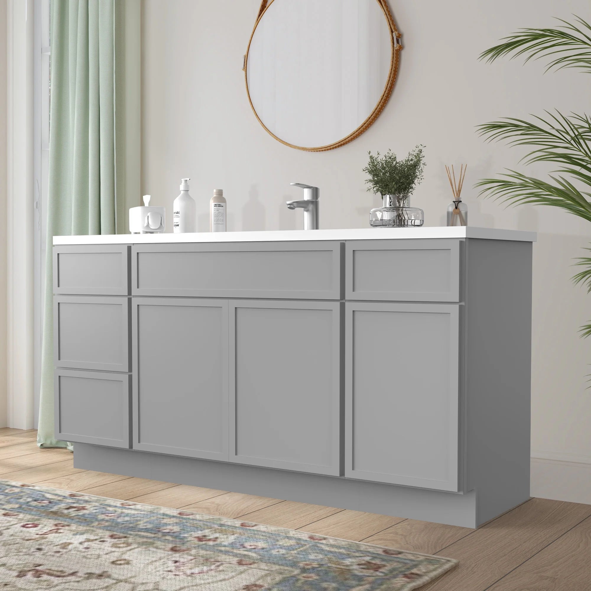 60 in. W x 21 in. D x 32.5 in. H Freestanding Bathroom Vanity Cabinet without Top in Smoky Gray